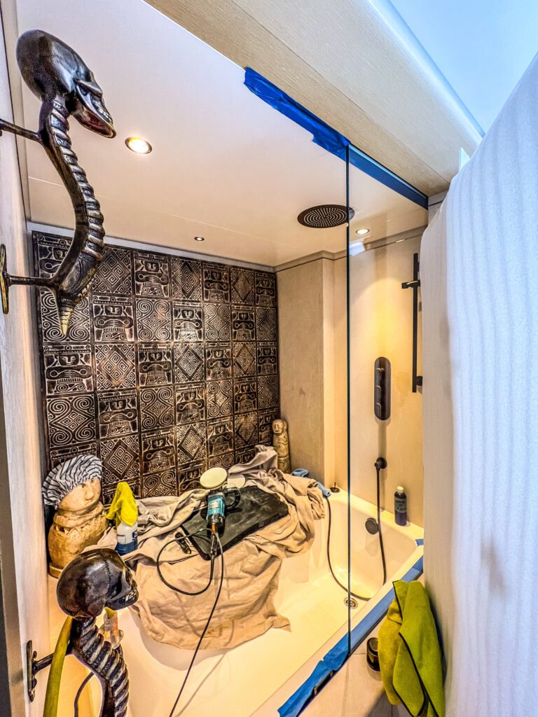 residential bathroom glass restoration in Fort Lauderdale, Miami, and West Palm