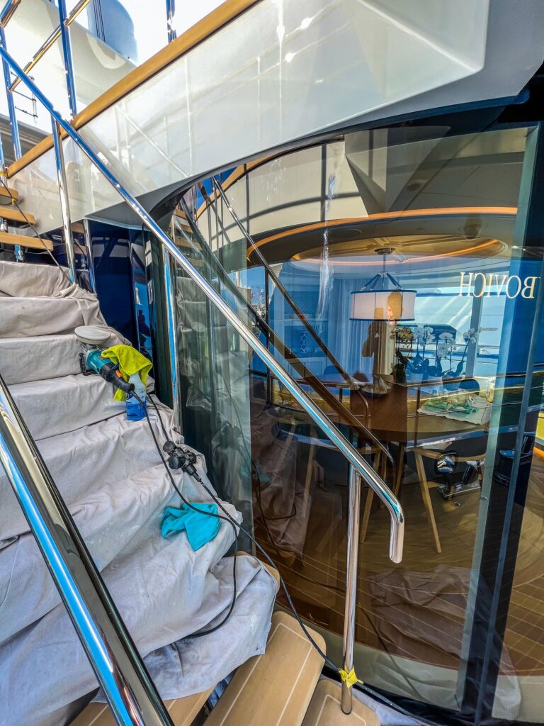 professional yacht and boat glass repair and polishing in Fort Lauderdale, Miami, and West Palm